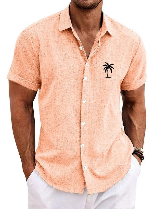 Bamboo Linen Men's Clothing Shirt 3D Printed Casual Short Sleeve