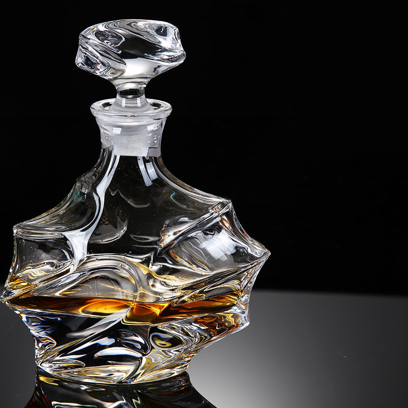 Hellodream Luxury Bending Style Crystal Glass Lead-free Whiskey Decanter