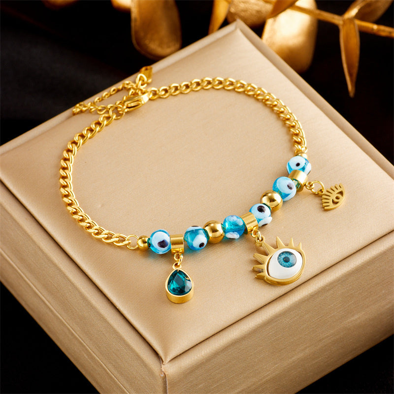 Stainless Steel Gold Plated Punk Fashion Double Layer Bracelet For Women Girl Luxury Jewelry