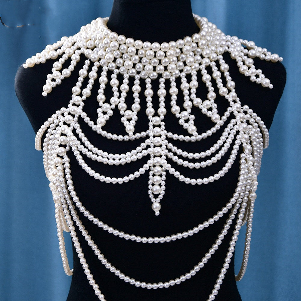 Shoulder Knot Handmade Pearl Shawl Shoulder Chain Bridal Wedding Dress Decoration