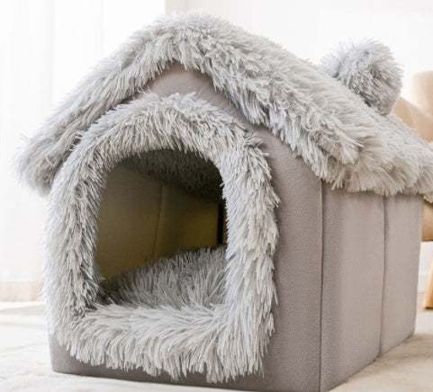 Casa para perros plegable Cama para gatos para mascotas Villa para perros de invierno Perrera para dormir Nido extraíble Sofá cueva cerrado cálido Suministros para mascotas