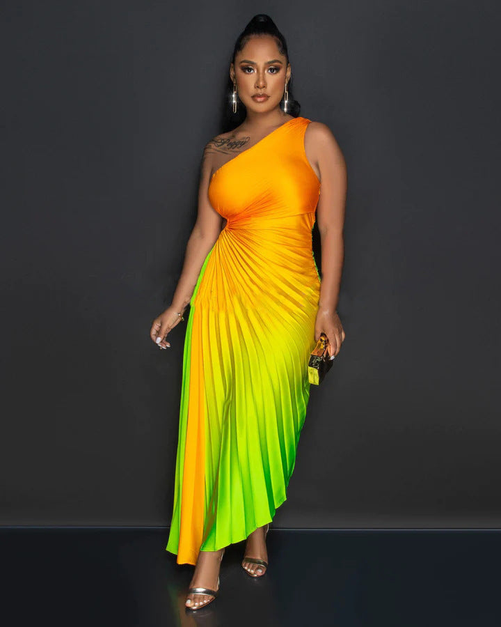 Gradient Sexy Pleated Dress