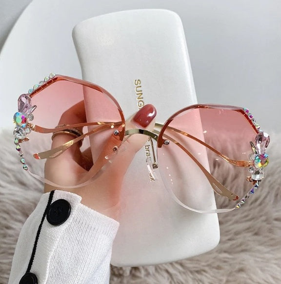 Gafas de sol creativas resistentes a los rayos UV con diamantes de imitación