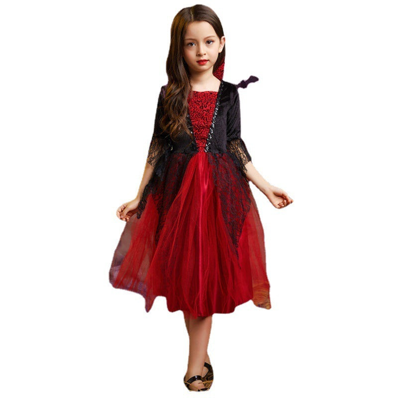 Vestido de princesa vampiro de gasa para niños de Halloween