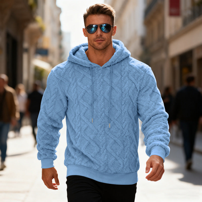 Pullover Top Men's Casual Solid Color Fleece Hoodie Clothing