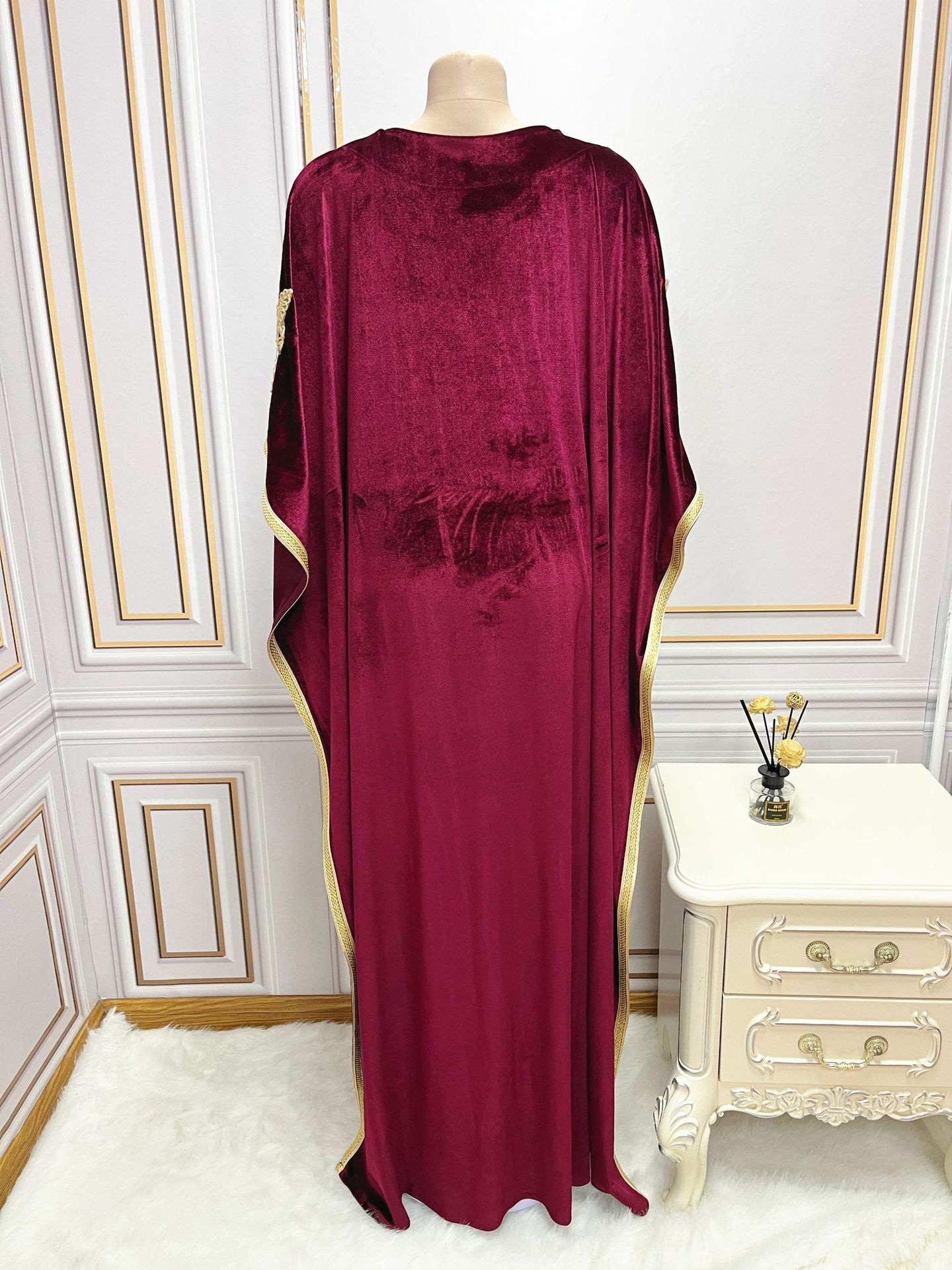 Middle East Arabic Sequined Gold Velvet Dress