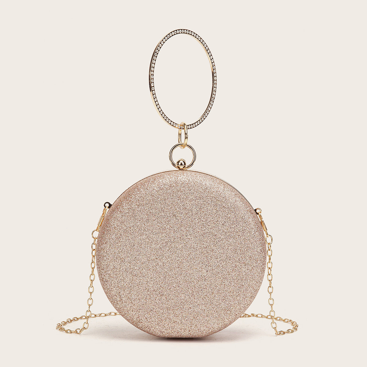 Diamondencrusted Handheld Round Box Bag