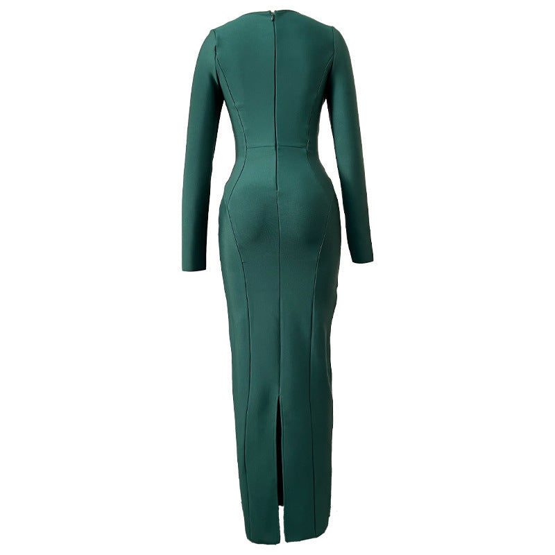 New Long Sleeve Extended Bandage One-piece Dress