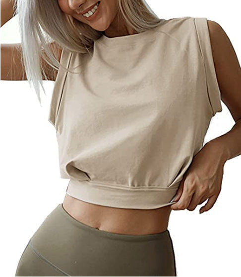 Sexy Navel-Exposed Sweatshirt Summer Loose Sleeveless T-Shirt