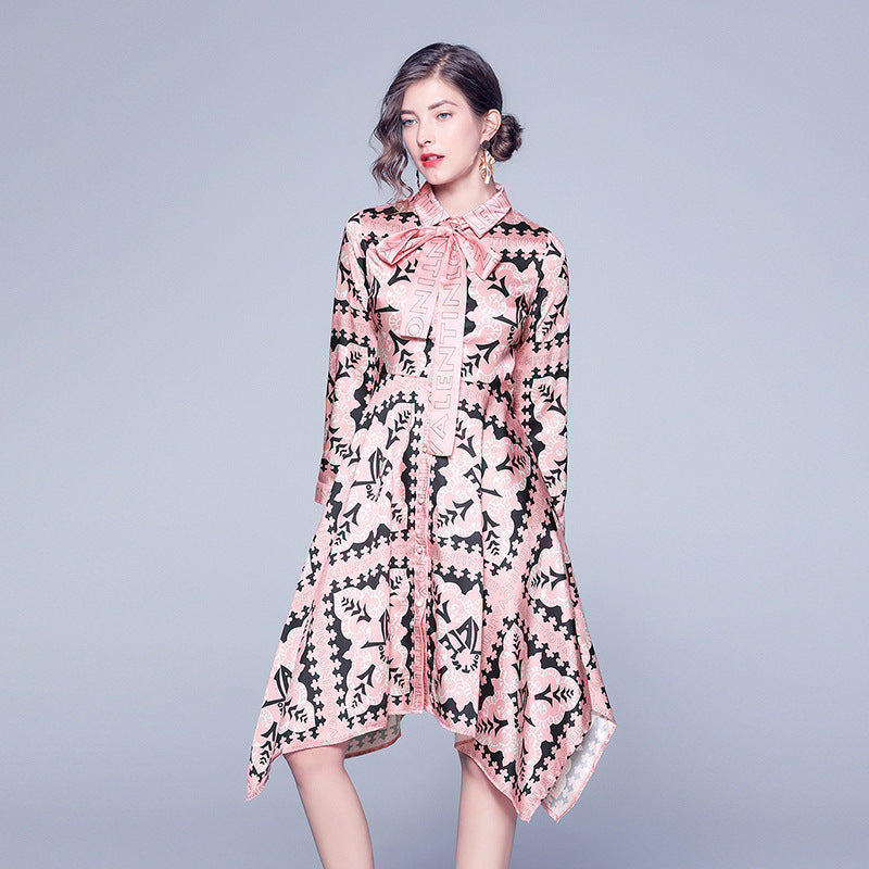 Printing Mid-length Shirt Dress