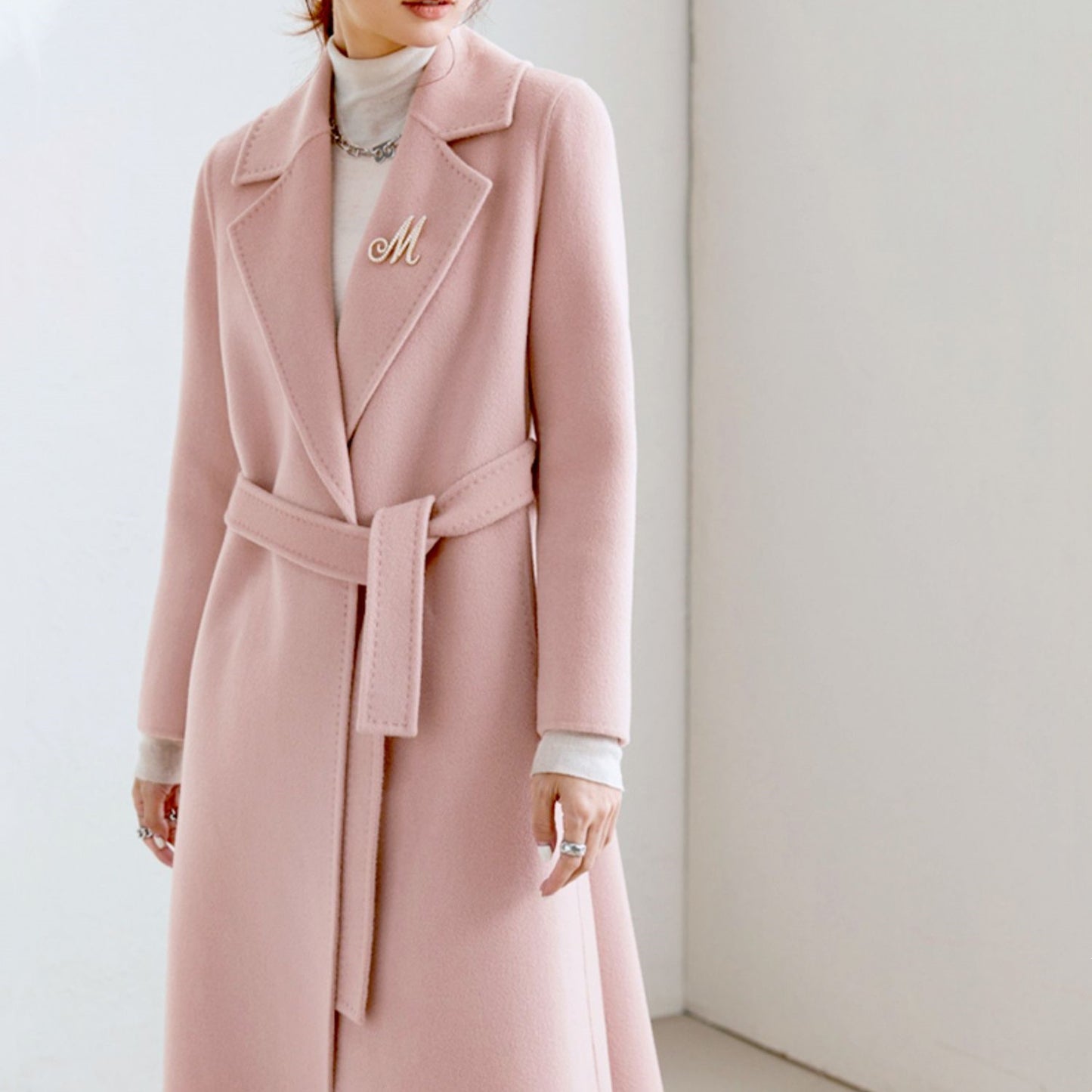 High-end Waisted Woolen Coat Slim-fit Wool Coat