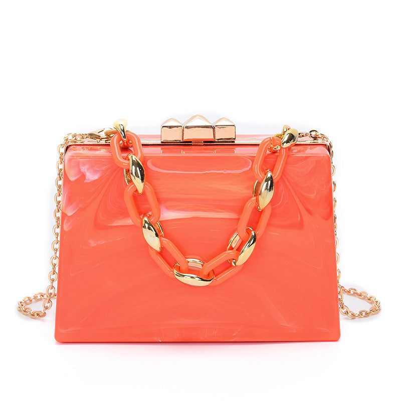 Female Simple Cute Acrylic Chain Carrying Drum Bag