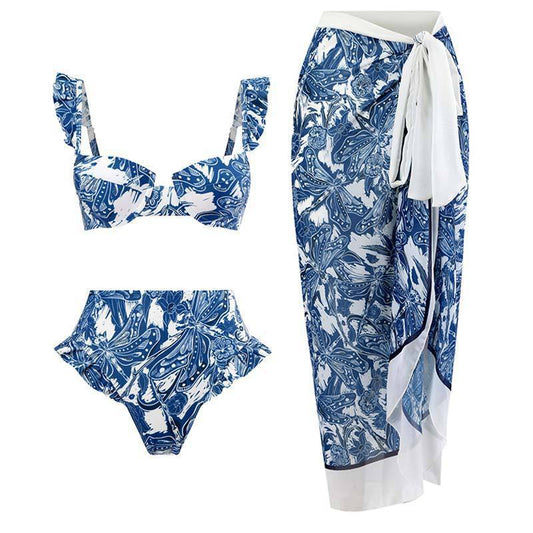 Retro Split Swimsuit 3-piece Set