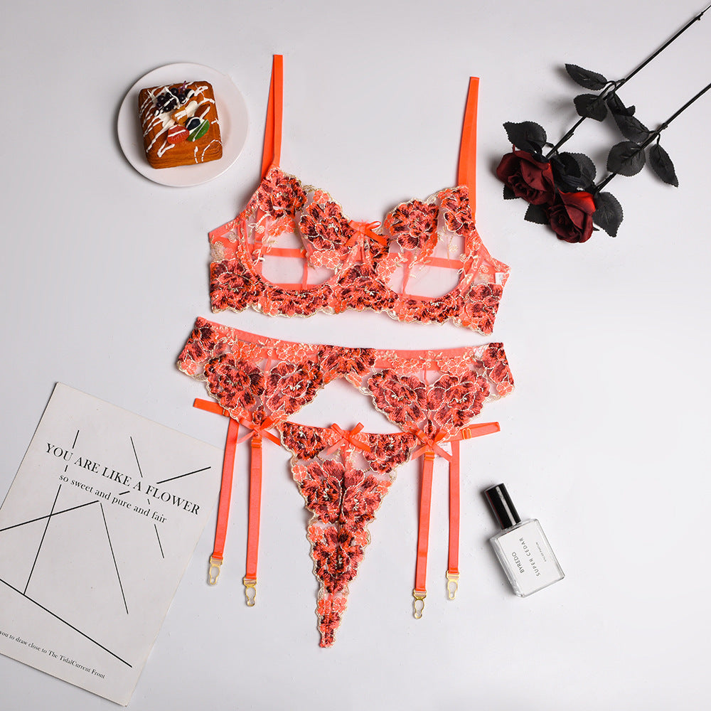 Women's Floral Embroidered Lingerie Set