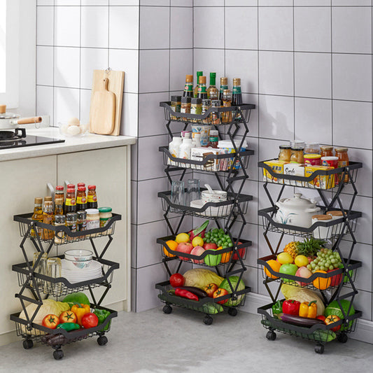 Kitchen Storage Rack Floor Folding Multi-layer Gap Vegetable Fruit Basket Storage