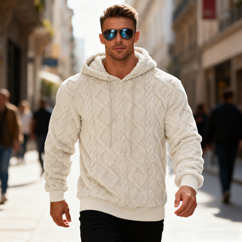 Pullover Top Men's Casual Solid Color Fleece Hoodie Clothing
