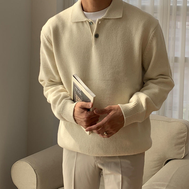 Solid Color Sweater Men's Versatile Casual Korean Style