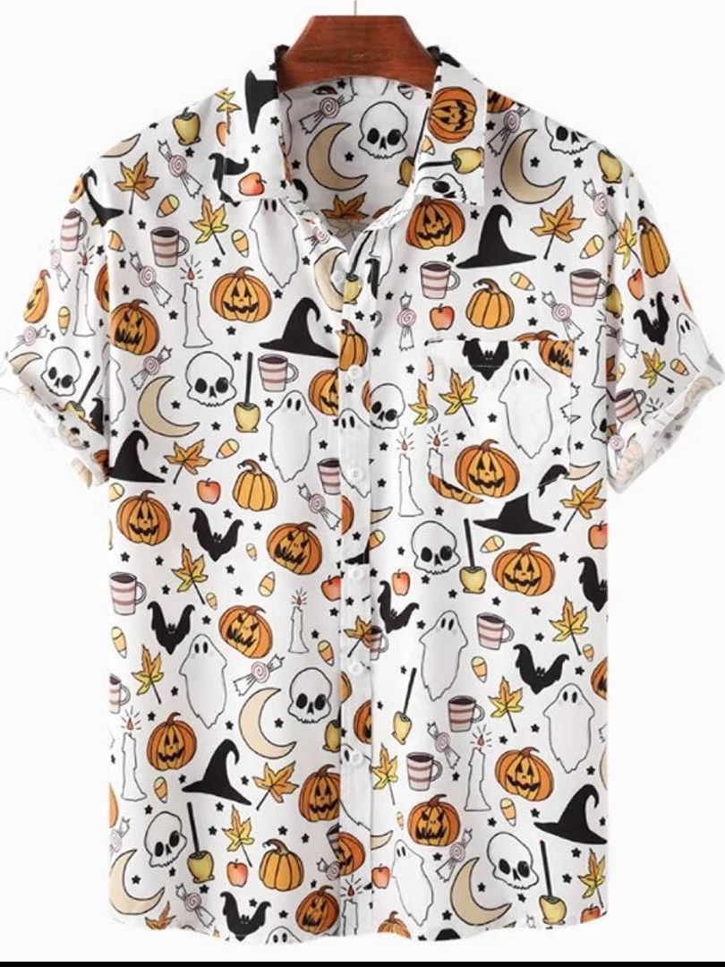 Halloween Printed Short Sleeve Shirt