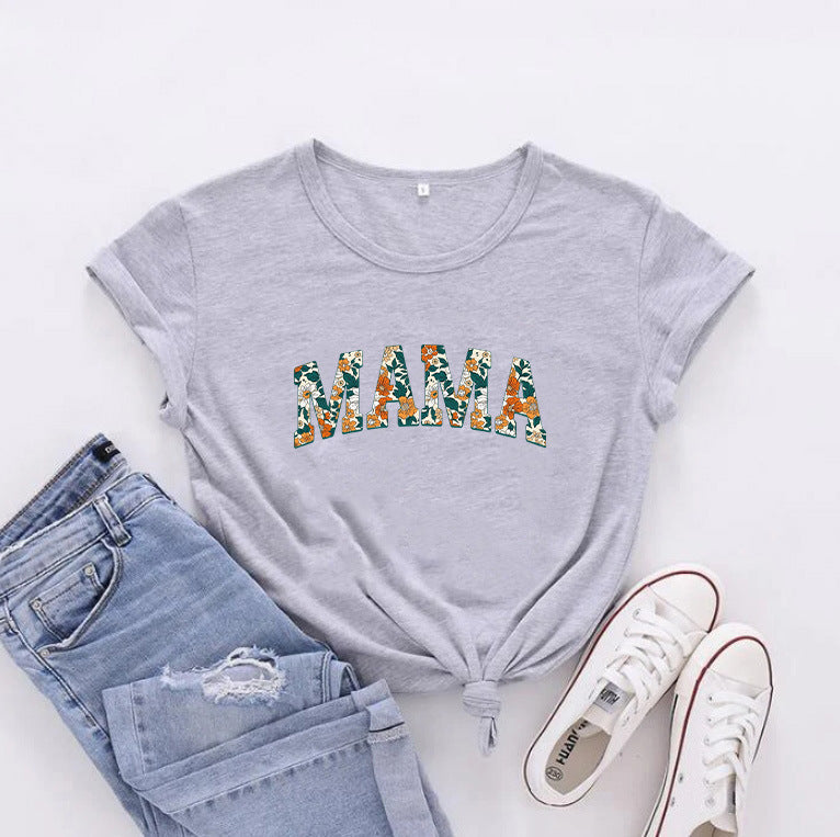 MAMA Camiseta informal con estampado de letras del día de la madre