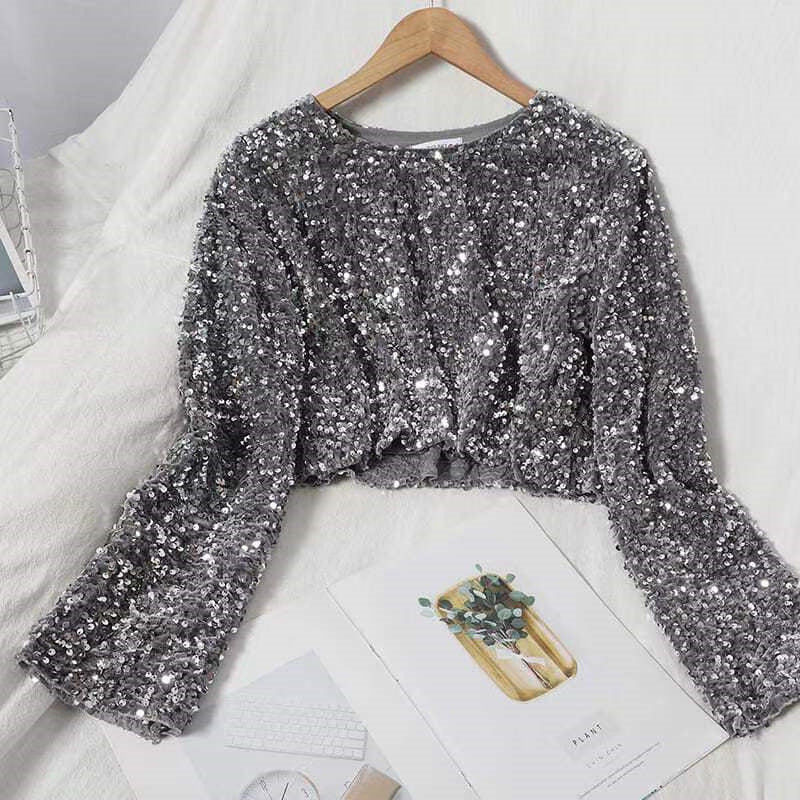 Women's Fashionable Sequins Top Sequin Short