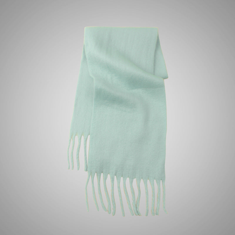 Mohair Idle Style Soft Fluffy Pure Color Warm Keeping Scarf