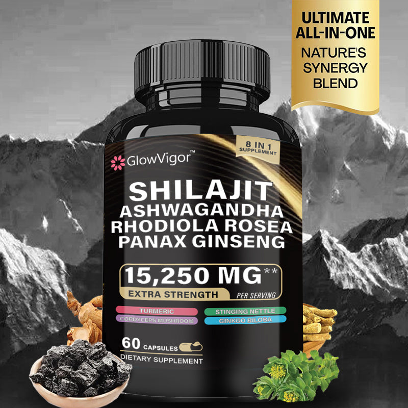 GlowVigor Shilajit, Ashwagandha, Rhodiola Rosea, Panax Ginseng