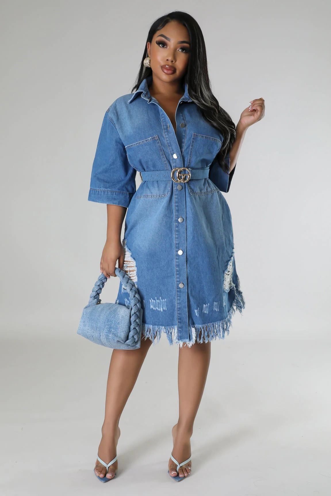 Women's Fashion Denim Long Dress