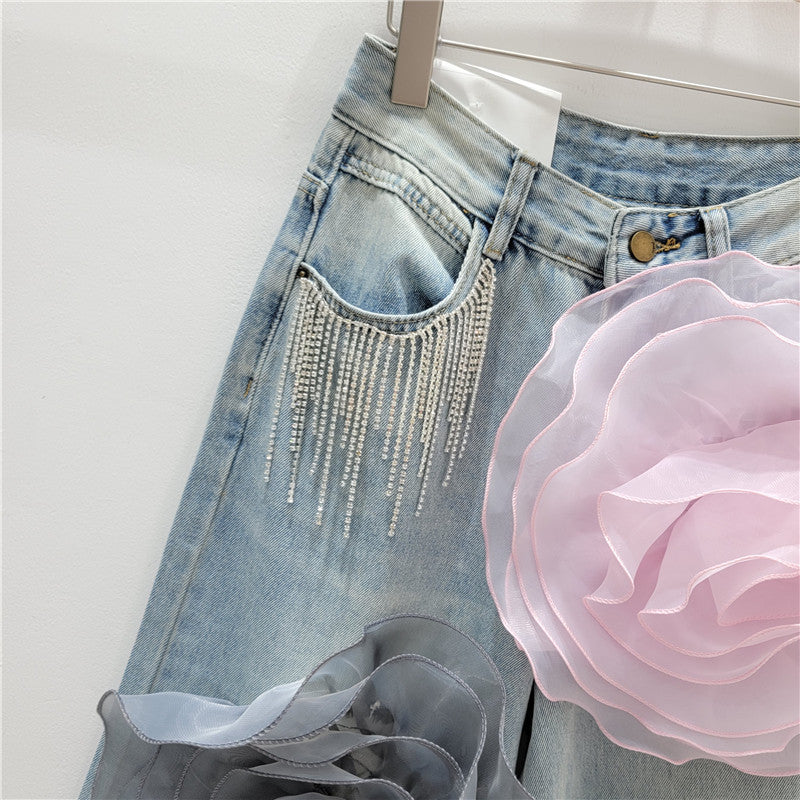 European And American Style Heavy Industry Design High Waist Jeans