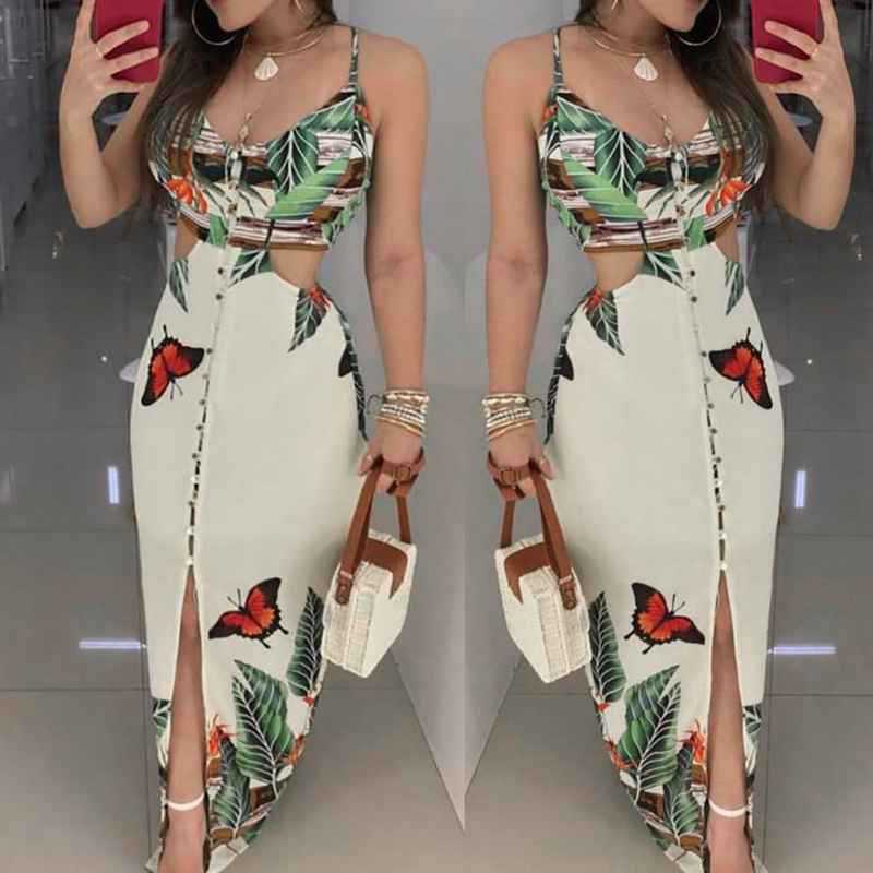 Cut-out Print Dress