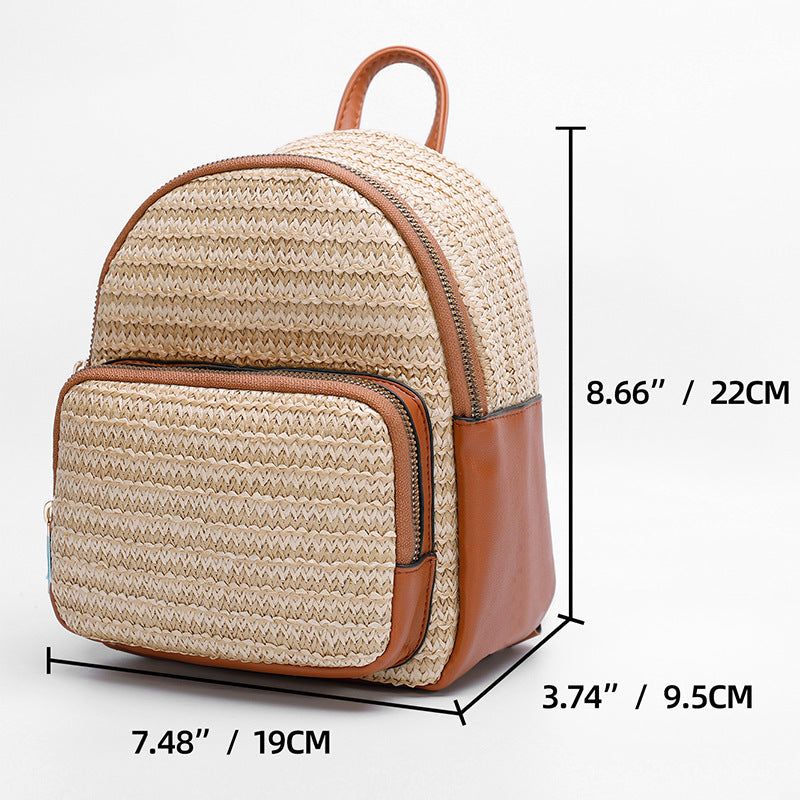 Women's New Fashion Texture Straw Backpack