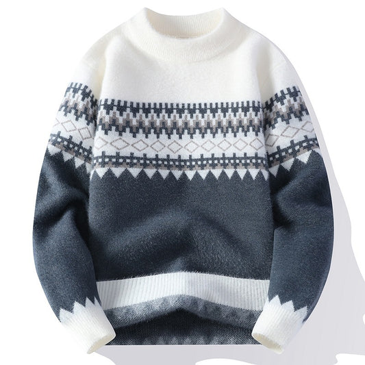 Fashion Men's Jacquard Pullover Knitted Sweater