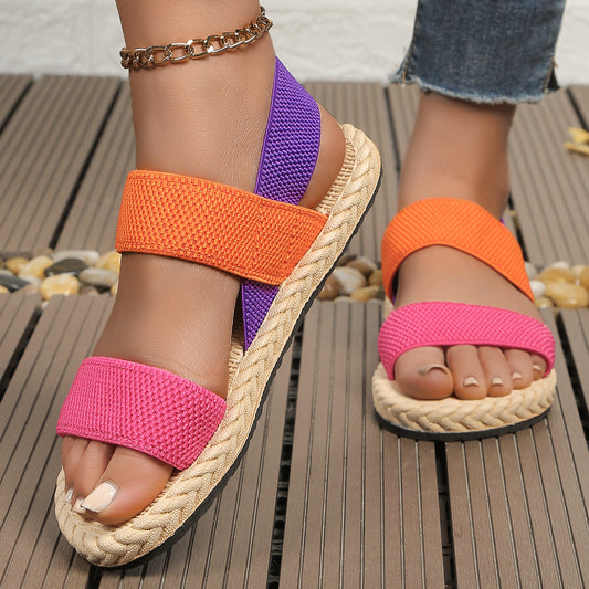 Women's Non-slip Wear-resistant Comfortable Soft Bottom Color Flat Sandals