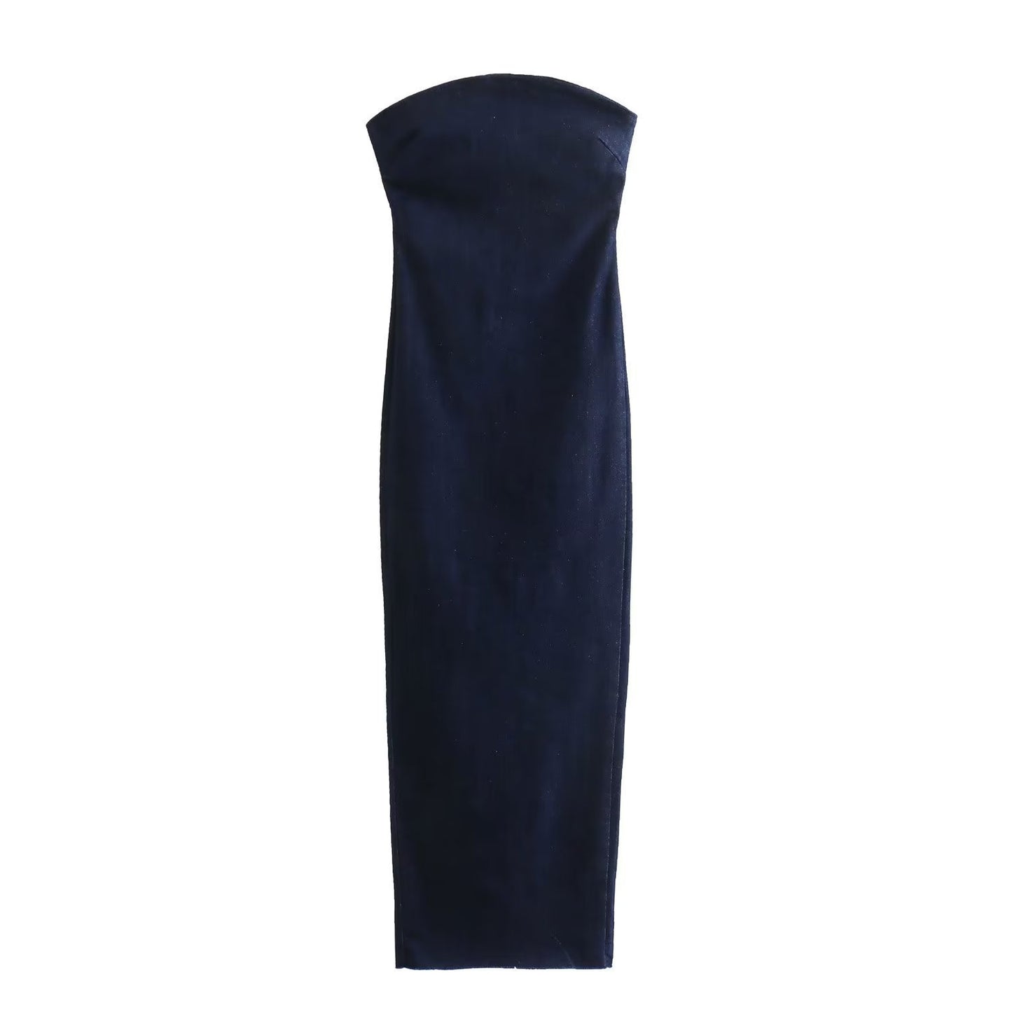 Back Zip Denim Wrap Dress