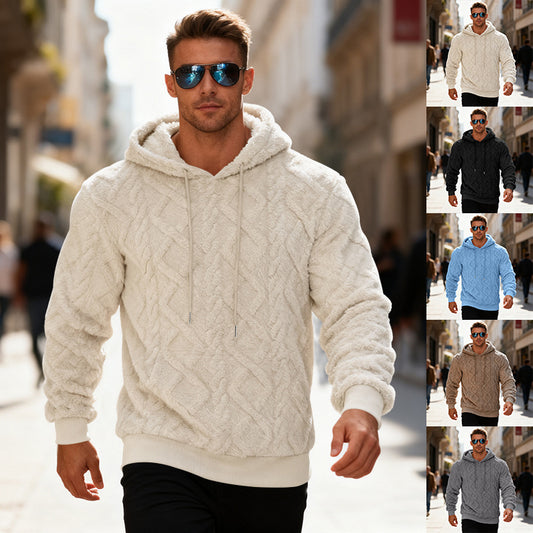 Pullover Top Men's Casual Solid Color Fleece Hoodie Clothing