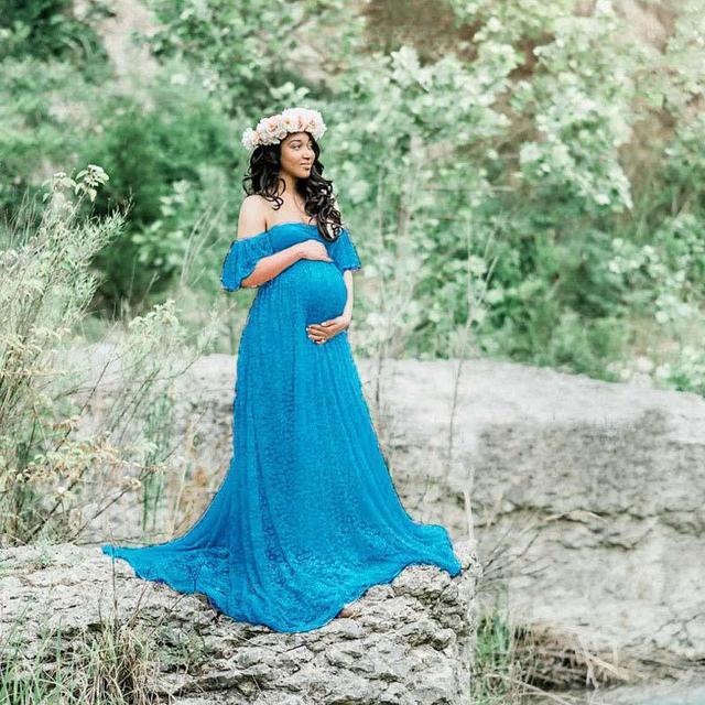 New Maternity Lace Dress Gowns for Photo Shoot Pregnant Dres