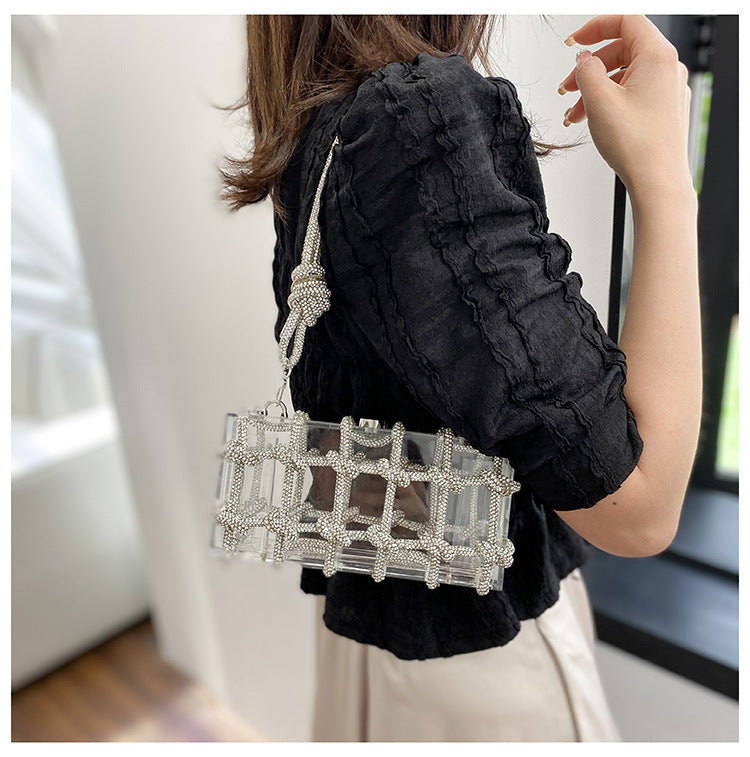 New Fashion Transparent Acrylic Square Block Special-interest Shoulder Bag