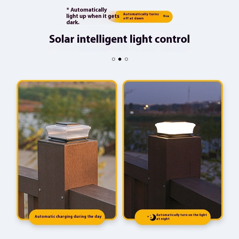 Solar Powered Square Column Headlights For Outdoor Courtyards