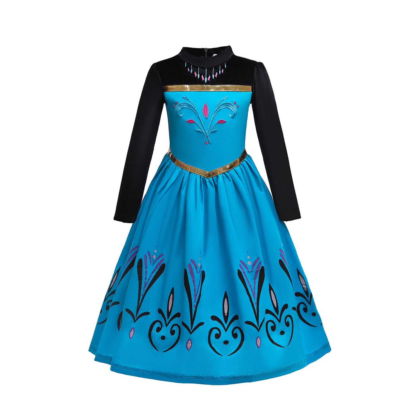 Vestido de manga larga para niña princesa Anna de Halloween Frozen