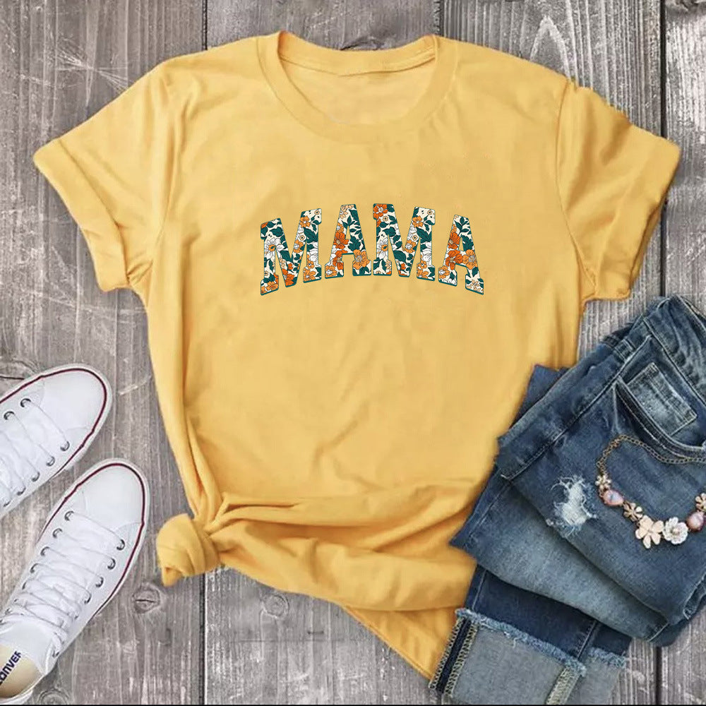 MAMA Camiseta informal con estampado de letras del día de la madre