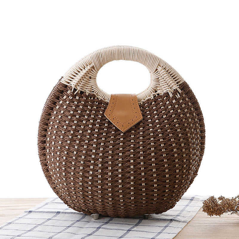 Elegant Round Rattan Handbag