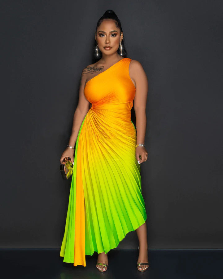 Gradient Sexy Pleated Dress