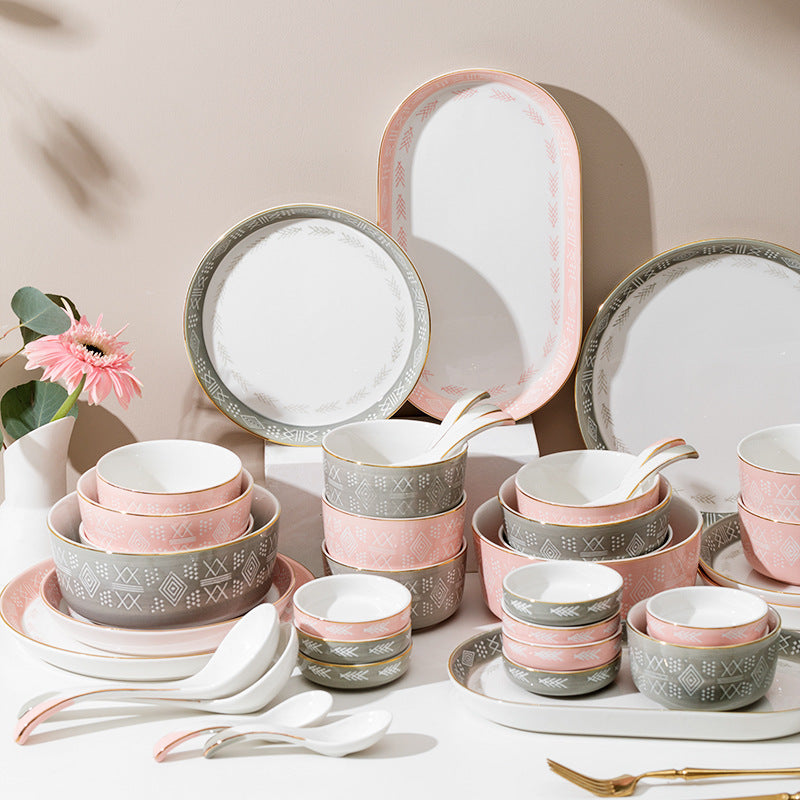 Hand-painted Light Luxury Underglaze Tableware Suit