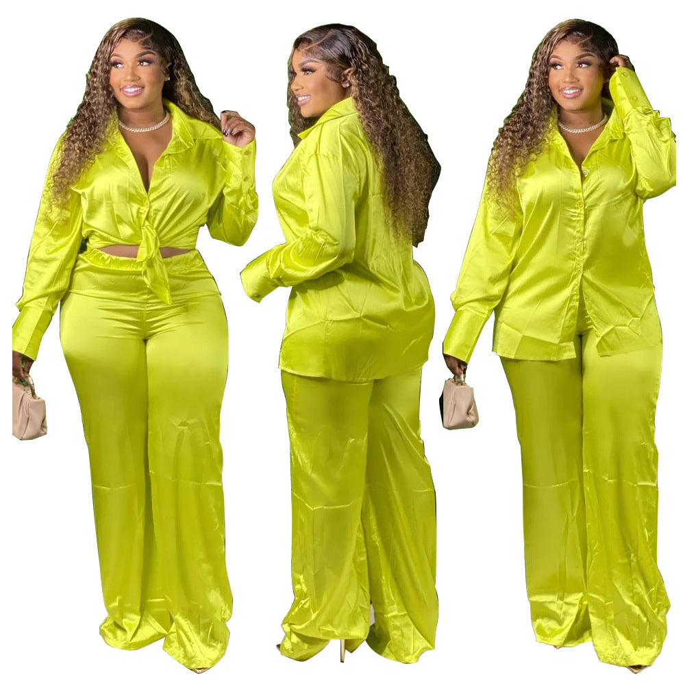 Large Size Women's Clothing New Solid Color Fashion Casual Two-piece Suit