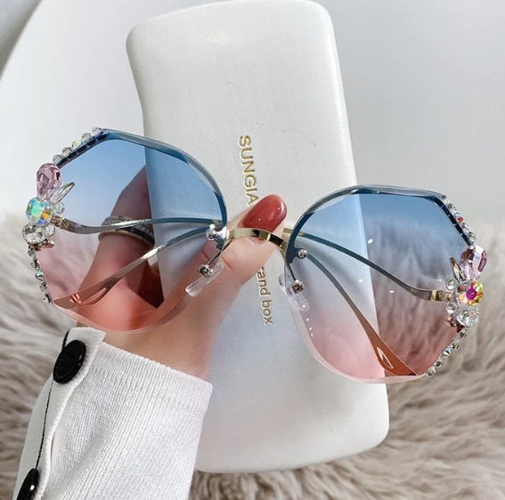 Gafas de sol creativas resistentes a los rayos UV con diamantes de imitación