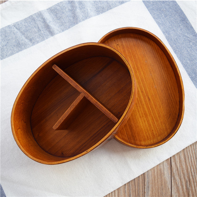 Oval Brown Wooden Sushi Creative Wooden Tableware Lunch Box