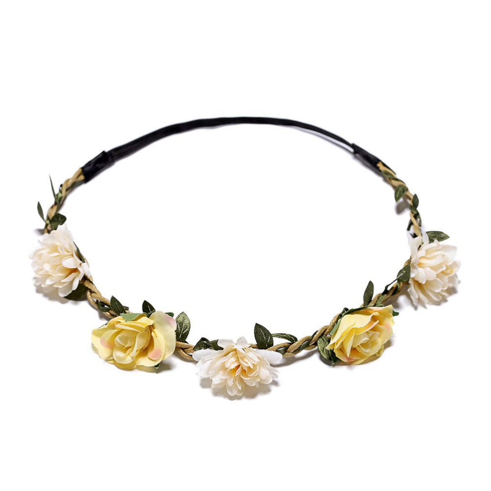 New Style Ladies And Girls Silk Cloth Flower Headband Small Gesanghua Rose Flower Headband