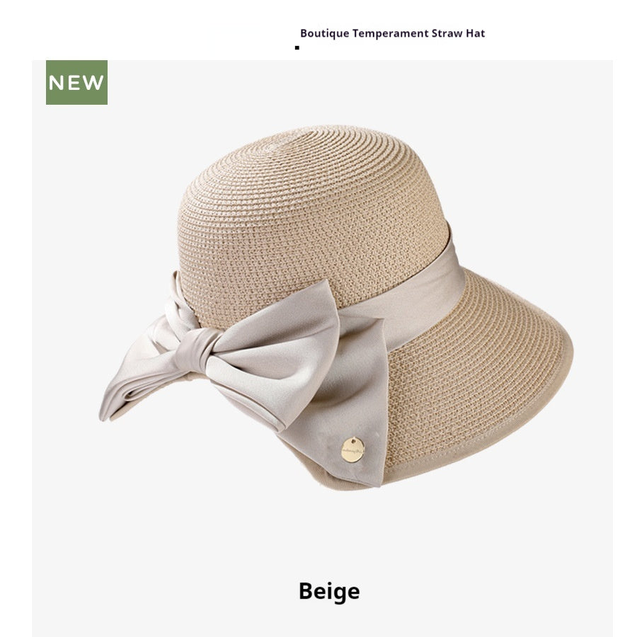 Elegant Straw Hat Summer New Big Brim Sun-proof Sun Protection UV Protection