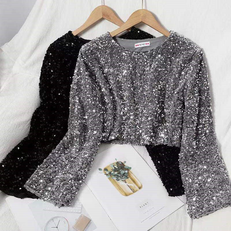 Women's Fashionable Sequins Top Sequin Short