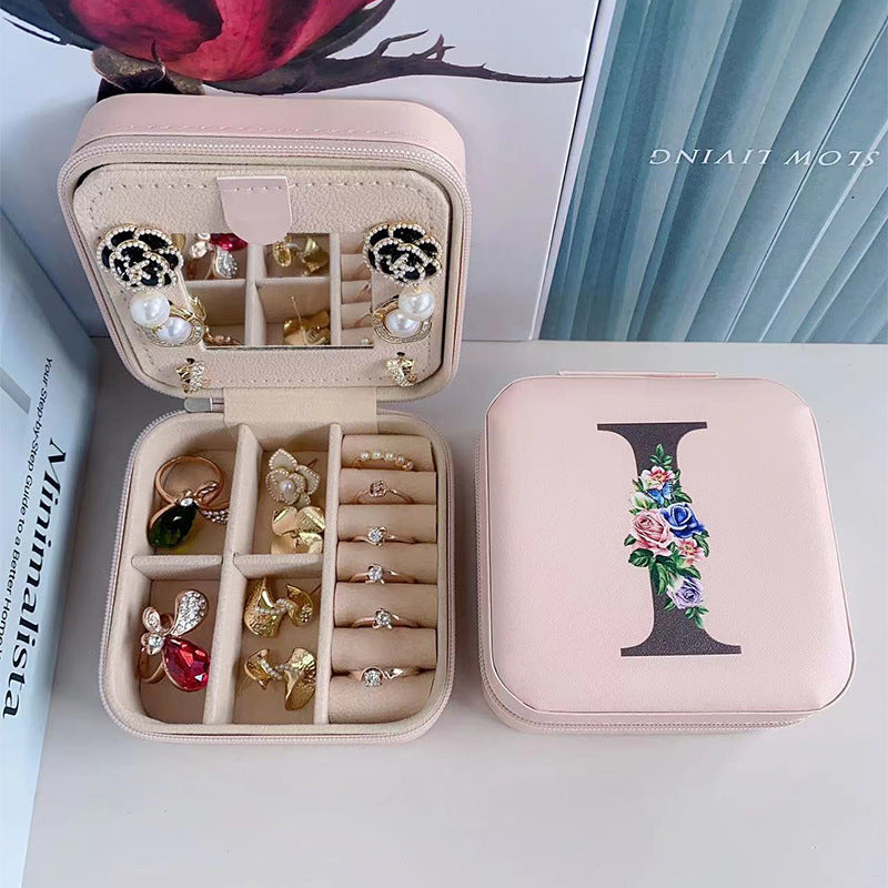 Simple Storage Mirror 26 Printed Letter Jewelry Box