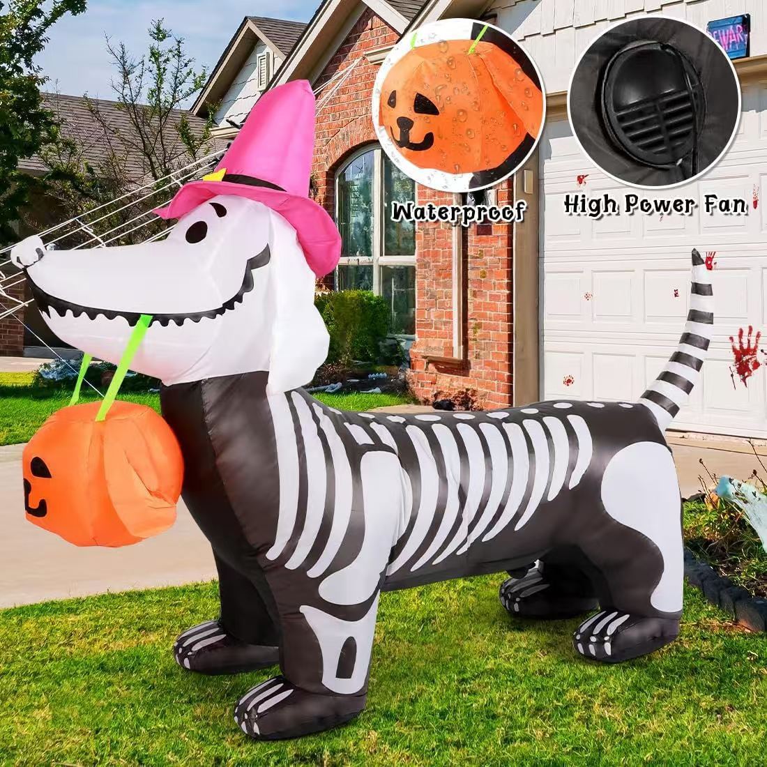 5FT Halloween Skull Puppy Inflatable Outdoor Decorations